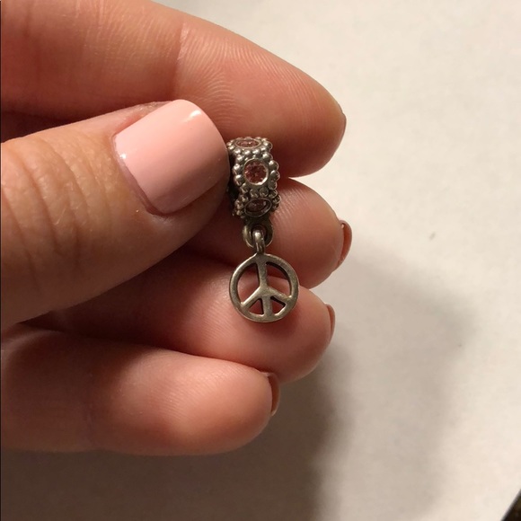 Pandora Jewelry - Pandora peace sign and pink stones Pandora Jewelry - Pandora peace sign and pink stones